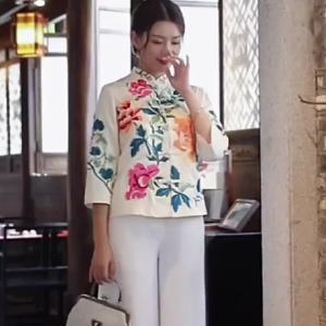 Áo Khoác Cotton Thêu Phong Cách Dân Tộc Cổ Điển Dành Cho Nữ Áo Khoác Cotton Kiểu Trung Quốc Hanfu Dành Cho Mùa Thu