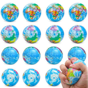 6Pcs Earth Squeeze Toy with World Map Soft PU Foam Stress Ball for Sensory Relief Creative Decompression Gift for Kids Adults