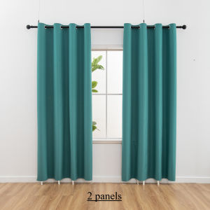 2pcs 100% Solid Blackout Curtains - Perfect for Bedroom and Living Room - UV Protection Easy Sliding and Stylish Design