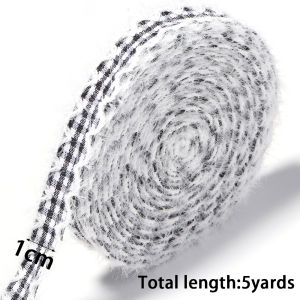 5yards/lot 10/15/25/38mm Frayed Edge Polyester Black Plaid Ribbons for DIY Gifts Bouquet Wrapping Bow Clothes Decoration