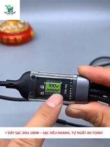 ⚡ DÂY SẠC 3IN1 100W – SẠC SIÊU NHANH TỰ NGẮT AN TOÀN!