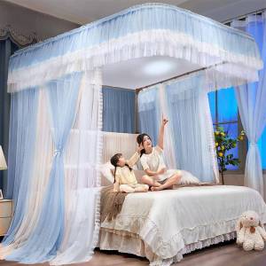 No-Installation Bedroom Rail-shaped Thickened Support Double-layer Mosquito Net