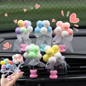 ของเล่น รถยนต์ตกแต่งกระดาน ประดับบ้านรูปบอลลูนรถพยักหน้า สไตล์หัวฤดูใบไม้ ประดับโต๊ะ สีชมพู