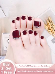 MONLEYTA | TikTok Style Wearable Nail Stickers Detachable Diamond Toe Nail False Nails Manicure With Diamond Removable Foot Nail Decoration