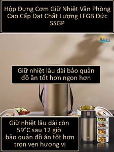 Hộp Cơm Giữ Nhiệt Đa Năng Inox 316 SSGP Cà Mèn Nhiều Ngăn Dùng Được Lò Vi Sóng Giữ Nóng Lâu Kháng Khuẩn An Toàn [2.3L/3L]