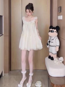 Váy Ngắn Xếp Ly Ren Ngọt Ngào Kiểu Pháp Cho Nữ Mùa Hè Thiết Kế Mới Váy Ngắn Phong Cách Công Chúa Ngọt Ngào Mềm Mại