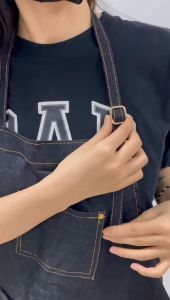 Fashion Solid Denim Apron Men and Women Kitchen Restaurant Bar Barber Garden Cafe Artist Uniform