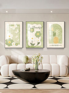 Modern Minimalist Living Room Decorative Painting High-End Fresh Floral Wall Art Small Neutral Canvas Triptych