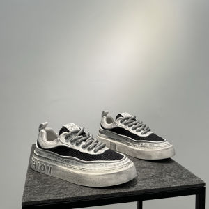 Mens 2024 New Breathable Mesh Low-Top Lace-Up Casual Shoes Vintage Style Sporty Versatile Comfortable Rubber Outsole