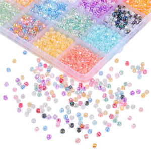 ลูกปัดแก้วคุณภาพสูง4มม. พร้อมลูกปัดแก้วรูสามเหลี่ยมสำหรับทำเครื่องประดับแบบทำมืออุปกรณ์เสริมเสื้อผ้า10กรัมประมาณ140ชิ้น
