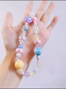 BasicSpark Phone Lanyard DIY Colorful Star Beaded Phone Chain Phone Case Charm Camera Lanyard Wristband Accessories