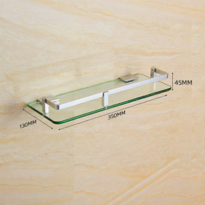 Space Aluminum Glass Single Layer Wall Mounted Bathroom Storage Shelf