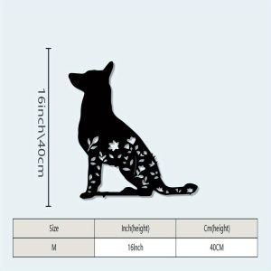 CIFbuy | CIFBUY Iron Wall Art Vintage Floral Dog Sign Belgian Malinois Silhouette Star Decor Creative Gift For Dog Lovers Home Wall Sculp