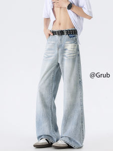 Grace Rub | American Water Washed Flared Denim Pants Cleanfit Straight