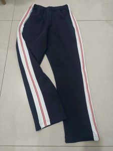 Loose Straight Leg School Uniform Trousers Pure Cotton Wide Bar in Dark Blue And White Casual Sporty Pants for Boys And Girls