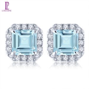 Lohaspie Đồ Trang Sức Bất Rắn Sterling Silver Bạc 925 hạt Bông tai Garnet Đá Ban Đầu Tự Nhiên Bầu Trời đá topaz xanh dương Garnet hạt bông tai đá topaz xanh dương Bông Tai Cho Phụ Nữ 925 trang sức bạc