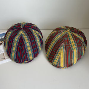 Mũ Lưỡi Trai Kẻ Sọc Cổ Điển Phong Cách Nhật Bản Mũ Lưỡi Trai Thường Ngày Đa Năng Nhỏ Gọn Mùa Xuân Thu Mũ Lưỡi Trai Ngắn Cho Nữ