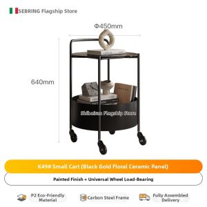 Vintage Minimalist Luxurious Black Side Table Movable