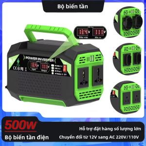 Biến Tần Điện 500W DC 12V Sang AC 110V/220V Với Cổng USB & Type-C Cho Máy Tính Xách Tay Sử Dụng Ngoài Trời Bộ Chuyển Đổi Điện Áp