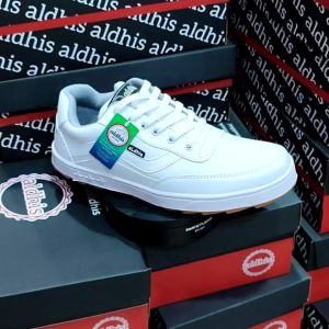 Sepatu Putih Pria Wanita Sneakers Casual Cowok Keren Brand Aldhis C-830 Full White Buat Gaya Kerja