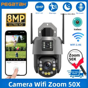 Camera Wifi PTZ 8MP 50X Zoom Camera Kép 4K Giám Sát Ngoài Trời Với Tầm Nhìn Hồng Ngoại 393ft Hỗ Trợ ONVIF Chống Nước Kiểu Dome