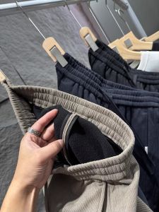 กางเกงลำลองผู้ชายทรงหลวมขาตรงเอวยางยืดผ้าขนแกะหนาสำหรับฤดูหนาว กางเกงขายาวทรงหลวมสบายๆ สไตล์ย้อนยุค ทรงหลวม กางเกงขายาว