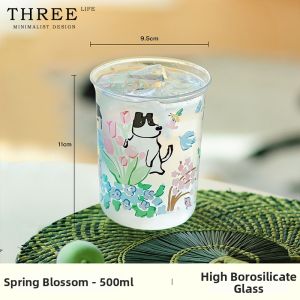 THREE LIFE | Flip Opening Durable Glass Water Cup