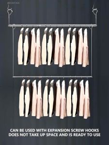 Stainless Steel Clothes Rack Extendable Balcony Outdoor Drying Rack Ceiling-Mounted Fixed Windproof Single Pole