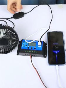 Flowatt PWM Solar Charge Controller 10A-60A 12V/24V LCD Dual USB 50V PV Input Regulator for Solar Panel