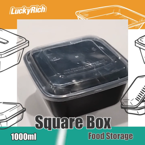 LuckyRich - Square Box - Food Storage 100pcs 1000ml with lid cover tight cover (lunchbox)