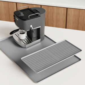 2Pcs Set Food Grade Silicone Coffee Mat Set - 24" x 16" Countertop Mat2 in 1 Coffee Station Pad Dish Drying Mat Heat Resistan