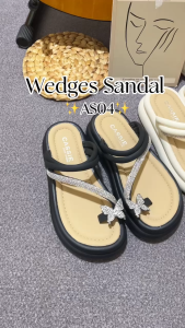 CASSIE Sandal wedges wanita  import sandal slop shoes wanita ( AS04 ) sepatu sendal wedges import