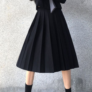 Phong Cách Nhật Bản Váy Akira Dài Xếp Ly Sạc Đồng Phục Màu Sắc Ban Đầu Cao Cấp Đầm Midi Khóa Kéo