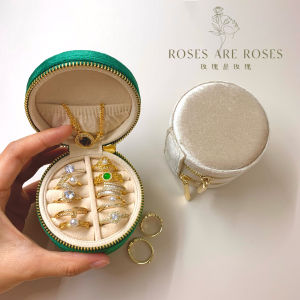 High-End Velvet Double-Layer round Ring Storage Box Portable Miniature Elegant Retro Large Capacity Jewelry Box for Fashion Accessories