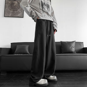 กางเกงขายาวทรงตรงลำลองสีพื้นสำหรับผู้ชาย กางเกงขายาวทรงหลวม ฤดูใบไม้ร่วง แฟชั่นเยาวชน กางเกงขายาวทรงหลวมแบบลำลอง แบรนด์ Leonbinno