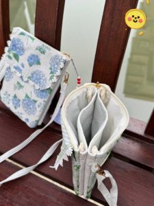 Floral Canvas Phone Bag Womens Crossbody Mini Hanfu Multi-layer Traditional Chinese Clothing Coin Key Bag Japanese Style