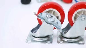 Roda Caster / Roda Merah Nylon / Roda Etalase + Rem 50mm (2inch)