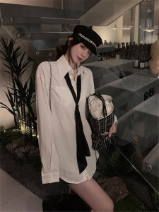 Casual Loose Womens Shirt Commute Style Autumn Winter New Design Sensual Drapey Feel Korean Version Pure Color Polo Collar