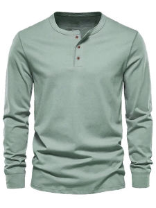 Áo Thun Nam Cổ Tròn Màu Trơn Thường Ngày Dài Tay Dáng Rộng Thoải Mái Mùa Hè 2025 Áo Thun Nam Phong Cách Thường Ngày