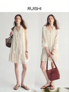 epoque de rueen | Pleated Stand Collar Slimming Womens Summer Dress