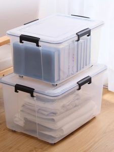 Large Capacity Sealed Moisture Proof Plastic Storage Box Transparent Organizer for Toys Clothes Books Household Items