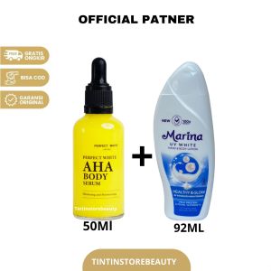 PAKET MENCERAHKAN PERFECTWHITE AHA Body Serum 50ml + Marina UV Healty And Glow 92ml