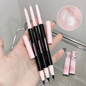 Dorisna สองหัวเน้นปากกาที่ขยายตัวไหมมุกเปล่งประกายดินสอเขียนขอบตาอายแชโดว์แต่งหน้าเน้นดวงตา