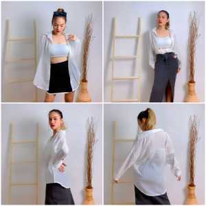Elizabethgrosir1 Blouse Wanita Jumbo Drop Shoulder Aesthetic Kemeja Polos Import Grosir 58 Chiffon premium murah EN 615