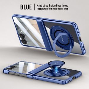 szhaiyu | Premium Transparent Magnetic Snap-back Wristband Phone Case For Samsung Galaxy Z Flip 8 With Glass Screen Hinge Protection Cover