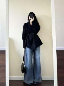 Fancy Waist-Tight Elegant Knitting Sweater Outwear Female 2024 New Arrival Autumn and Winter Solid Color Mid Length Long Length Outer Wear Cardigan Thick