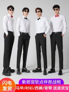 เสื้อเชิ้ตผู้ชายแต่งงาน ชุดกี่เพ้าผู้ชาย ชุดพี่น้อง ชุดเสื้อผ้าทำงาน ทรงหลวม สไตล์เรียบง่าย ผ้าฝ้ายผสมโพลีเอสเตอร์