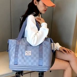 Upgraded Large Capacity Travel Bag Waterproof Folding Luggage Storage with Universal Wheels Airline Checked Luggage Bag