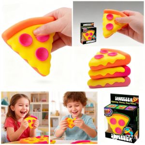 Needoh Pizza Sensory Fidget Cube Stress Relief Squishy Squeeze Toy Focus Relax Toy for Adults Kids Teens Creative Gift