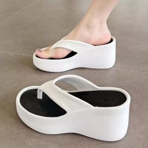 EVA Wedge Heel Thick Bottom Sandals Womens Summer Outdoor Wear Heightening Anti-slip Beach Slippers Simple Style Youth Suitable